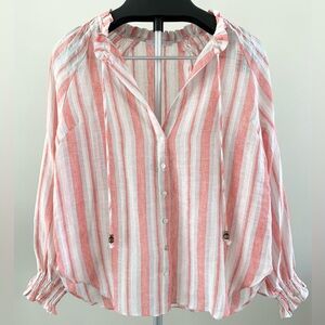 Olivaceous Bohemian Striped Peasant Top